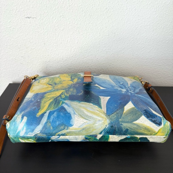 Brahmin Fuji Blue Yellow Flower Crossbody Bag with Wallet / Wristlet - Picture 6 of 16
